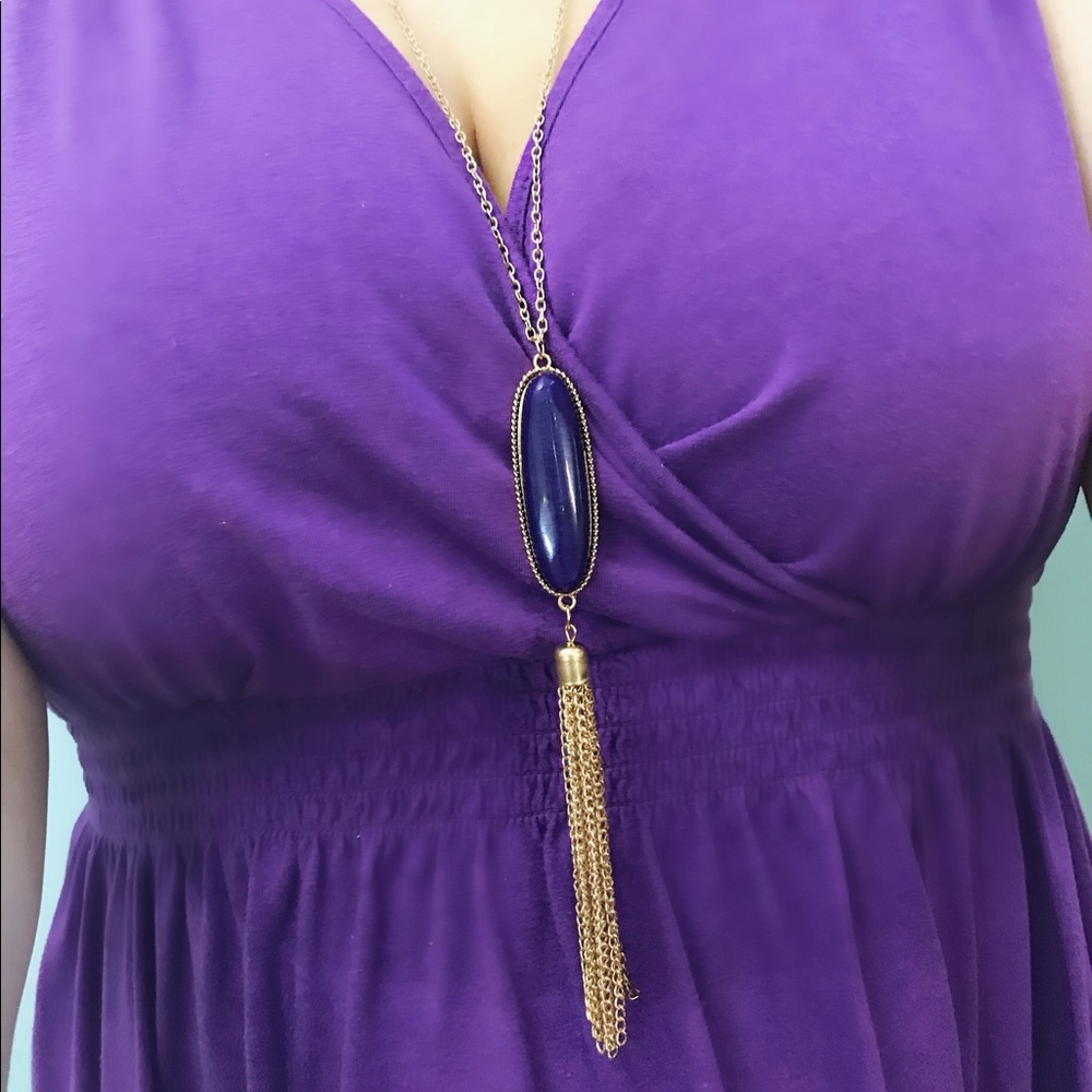 NEW!๐๐PURPLE GOLD TONE LONG TASSEL NECKLACE!๐๐ - Picture 5 of 8